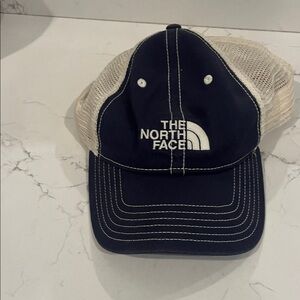 The North Face Dark Blue and Cream Cap